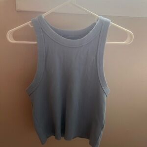 Sleeveless Ribbed Blue Top